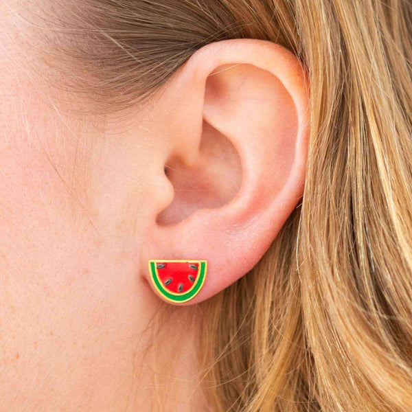 Watermelon Enamel Earrings