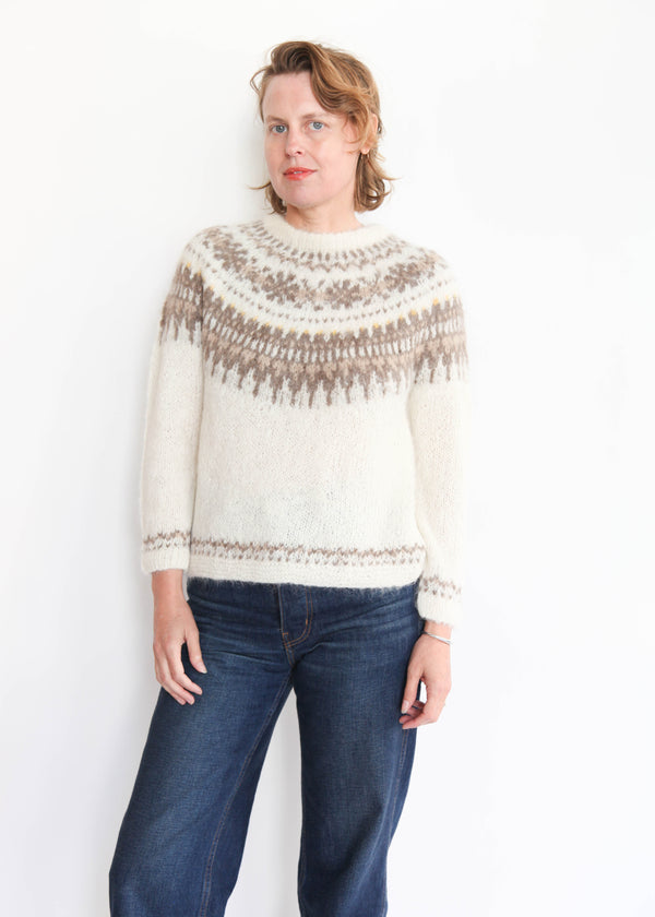 Hand Knit Pullover Alpaca - White