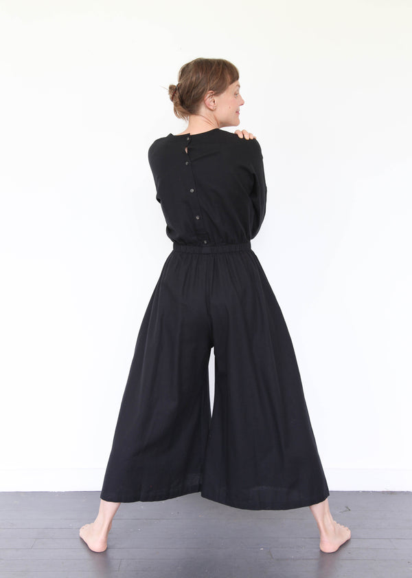 Wide Culotte Jumpsuit - Black