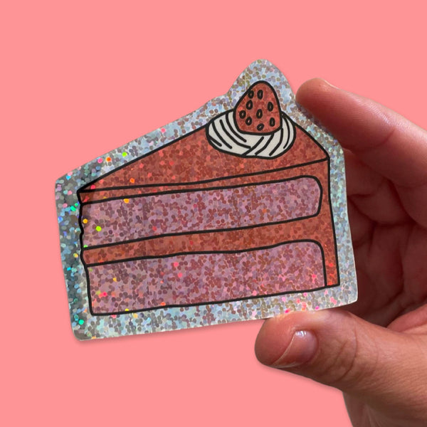 Glitter Cake Slice Sticker