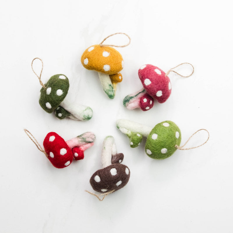 Ornament - Felt Mushrooms - 6 Assorted Pieces