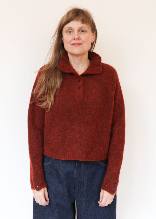 Baby Alpaca Polo Sweater - Terracotta