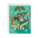 Merry Christmas Cat holiday greeting card