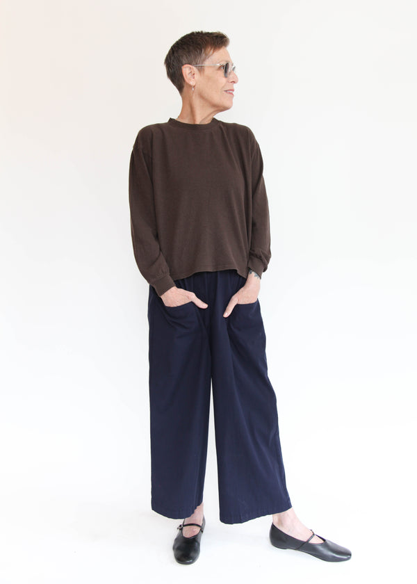 Cropped Long Sleeve Tee - Coffee Bean