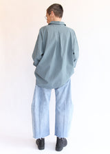 Dobby Check Oversized Shirt - Blue