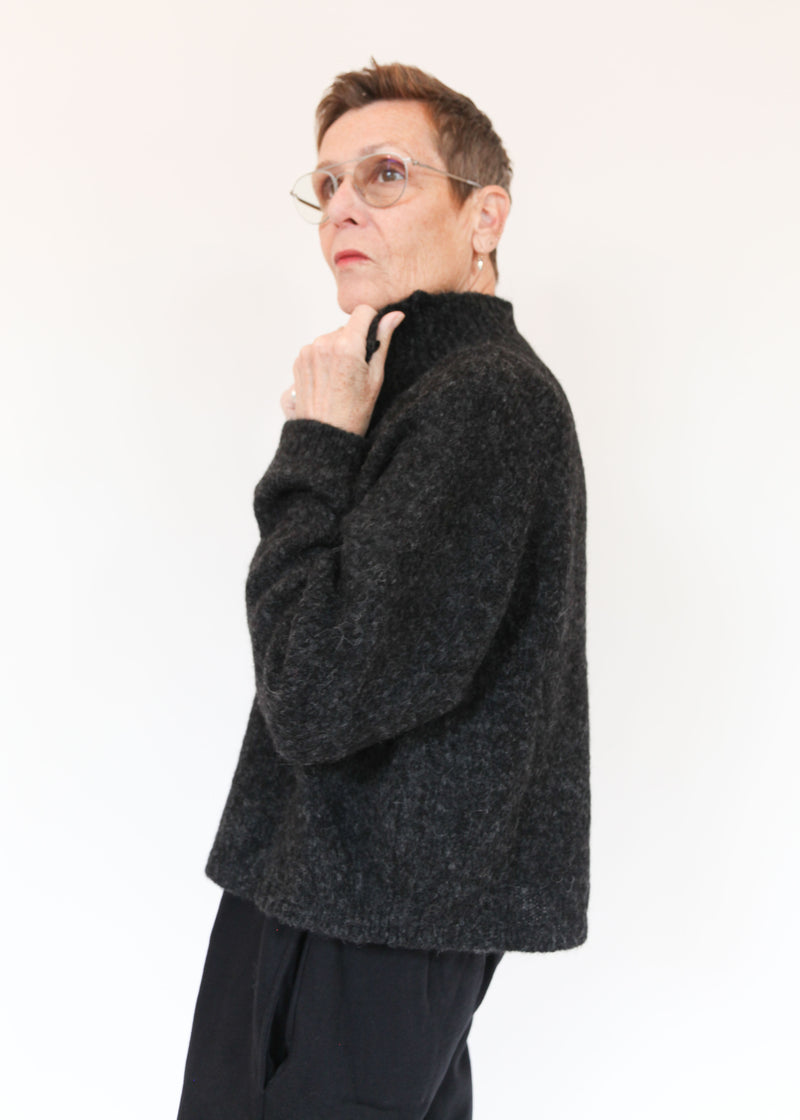 Baby Alpaca Polo Sweater - Anthracite