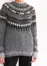 Hand Knit Pullover Alpaca - Gray