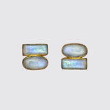 Oval Cabochon and Baguette Double Stone Stud - EJ2143