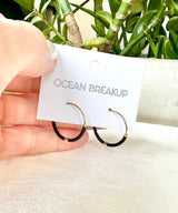 Tiny Muted Gold Bar Hoop Earrings