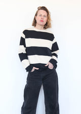 Striped Crew Neck - Beige/Black