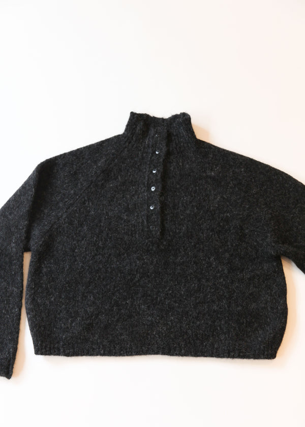 Baby Alpaca Polo Sweater - Anthracite