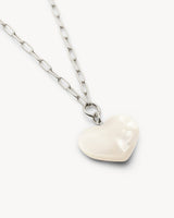 Midi Heart Pendant Necklace in White Shell