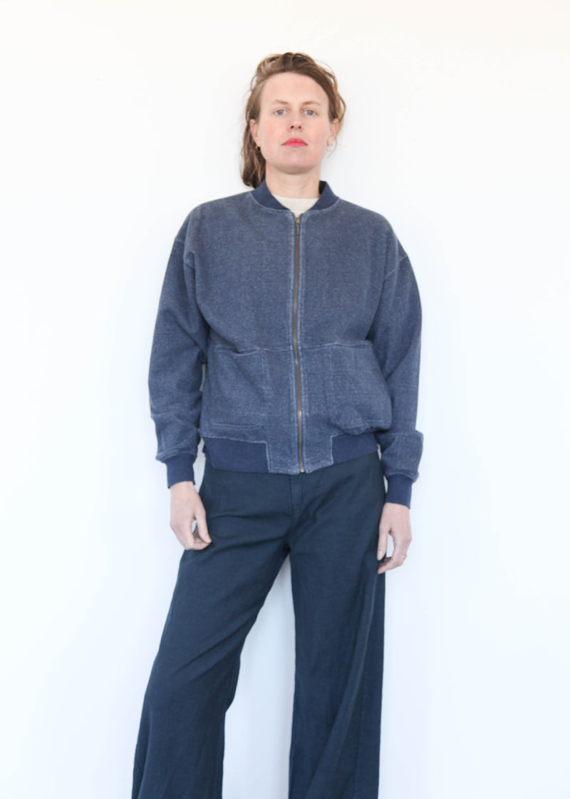 French Terry Denim Blouson - Navy