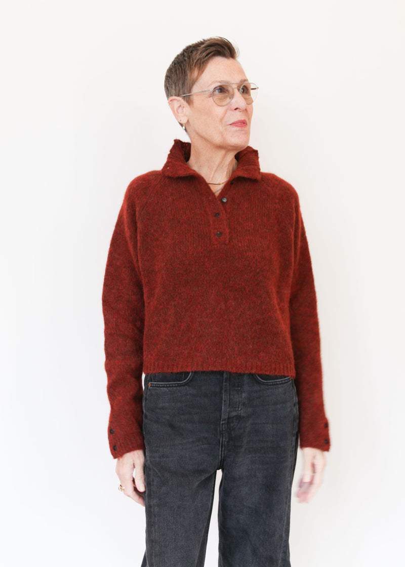 Baby Alpaca Polo Sweater - Terracotta