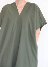 Oversized V-Neck Dress - Army