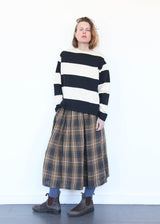 Linen Tartan Skirt - Brown