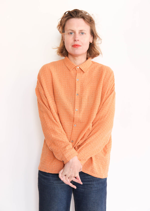 Gingham Shirt - Orange/Mocha