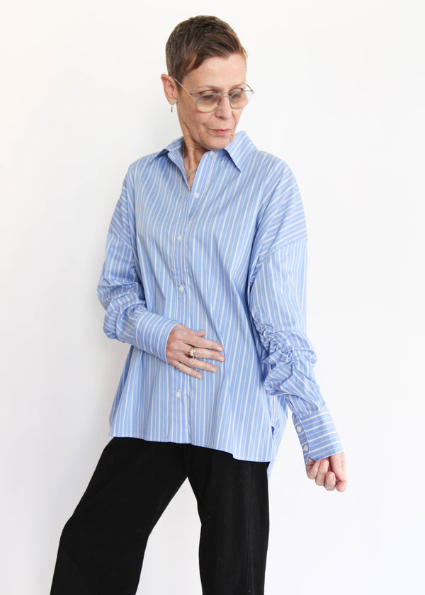 Oversized Shirt with Elastic Detail - Blue