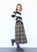 Linen Tartan Skirt - Brown