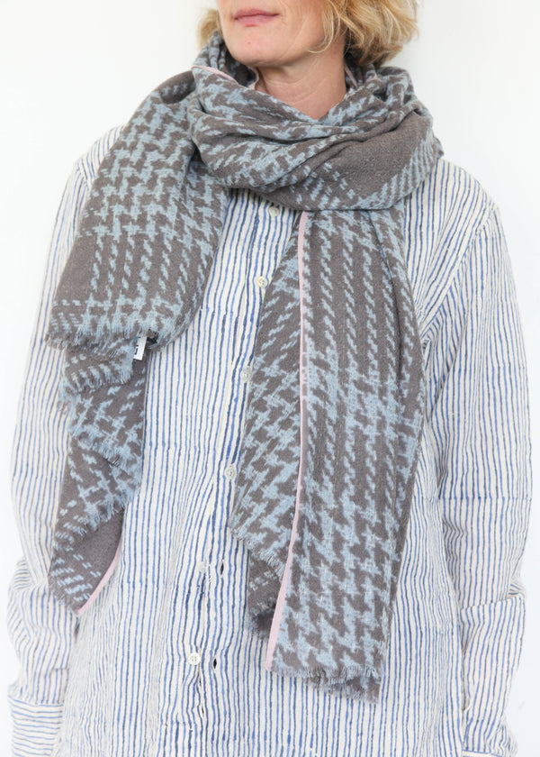 Tweed Check 1 Scarf - Silver