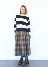 Linen Tartan Skirt - Brown