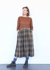 Linen Tartan Skirt - Brown