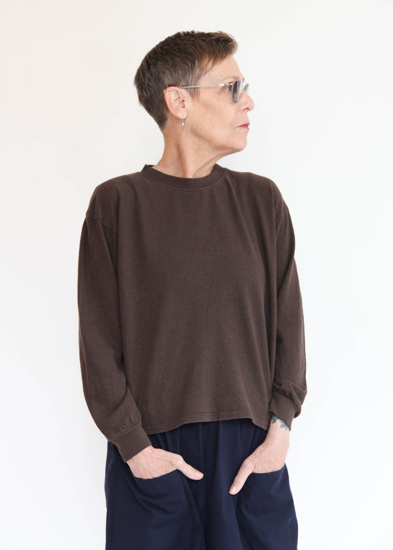 Cropped Long Sleeve Tee - Coffee Bean