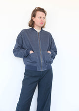 French Terry Denim Blouson - Navy