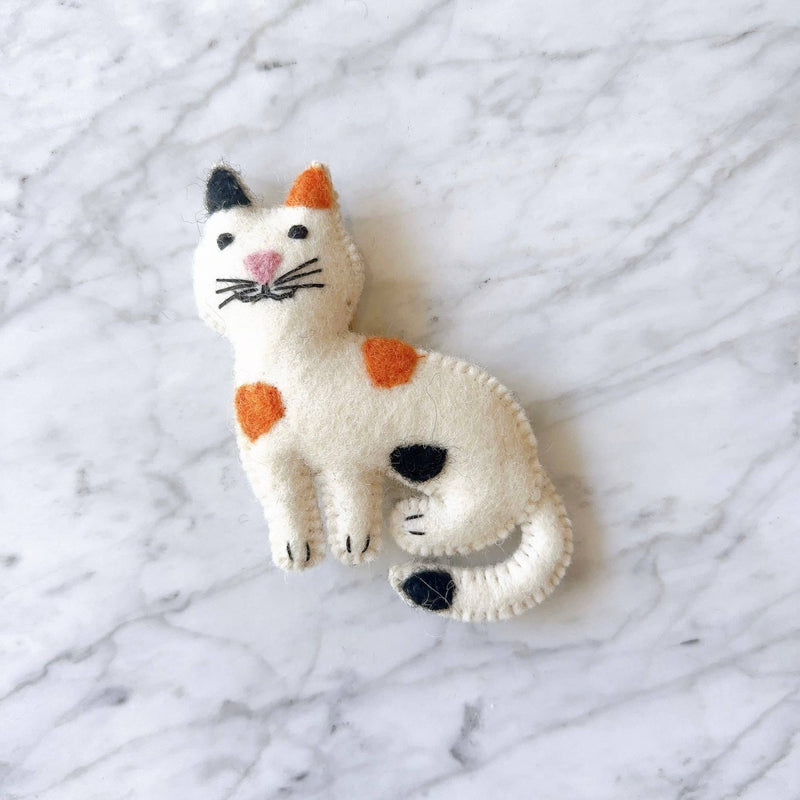 Felt Stitched Calico Cat Ornament