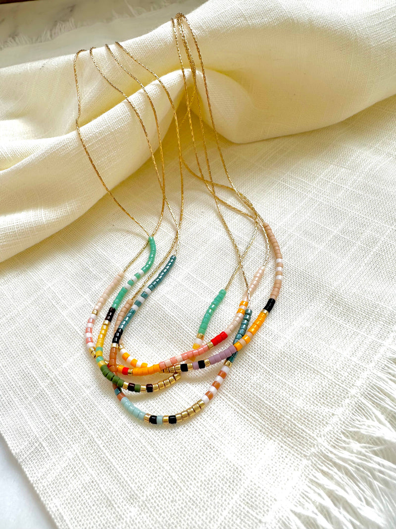 Thin Beaded Necklace - Color Mix Collection