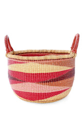 Shades of Red Triangle Design Double Handle Bolga Basket