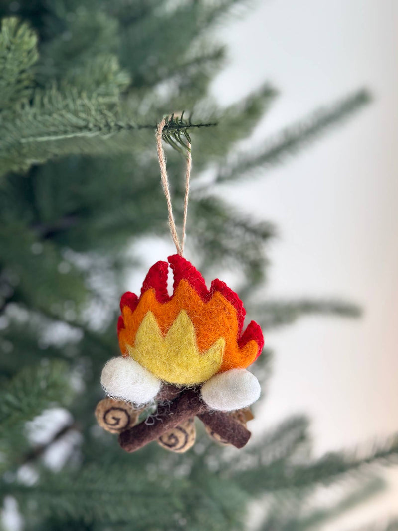 Felt Campfire with marshmallow ornament