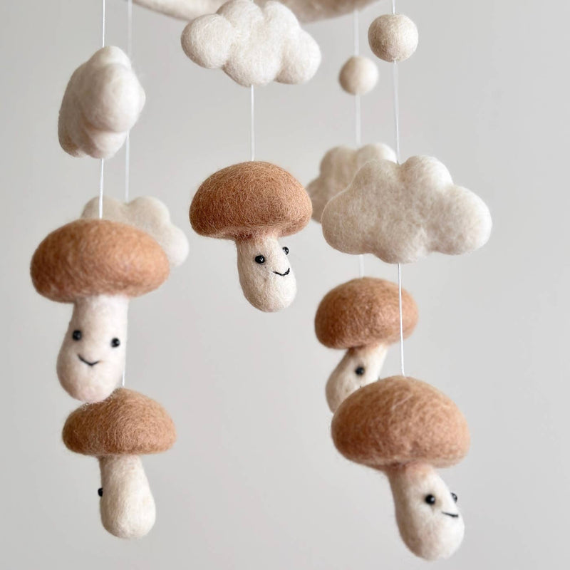 Felt Baby Mobile - Smiley Mushroom