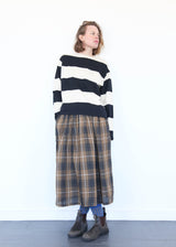 Linen Tartan Skirt - Brown