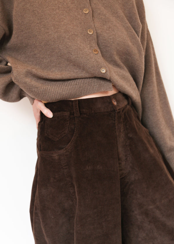Corduroy Baggy Pants -Brown
