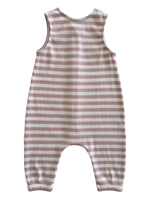 Tan Stripe / Organic Ribbed Bay Jumpsuit (Baby - Kids)