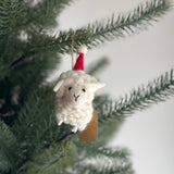 Felt Ornament - Fluffy Sheep Ornament with Christmas Hat