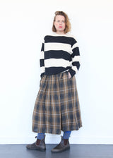 Linen Tartan Skirt - Brown