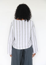 Vee Cardigan - Eucalyptus Wide Stripe