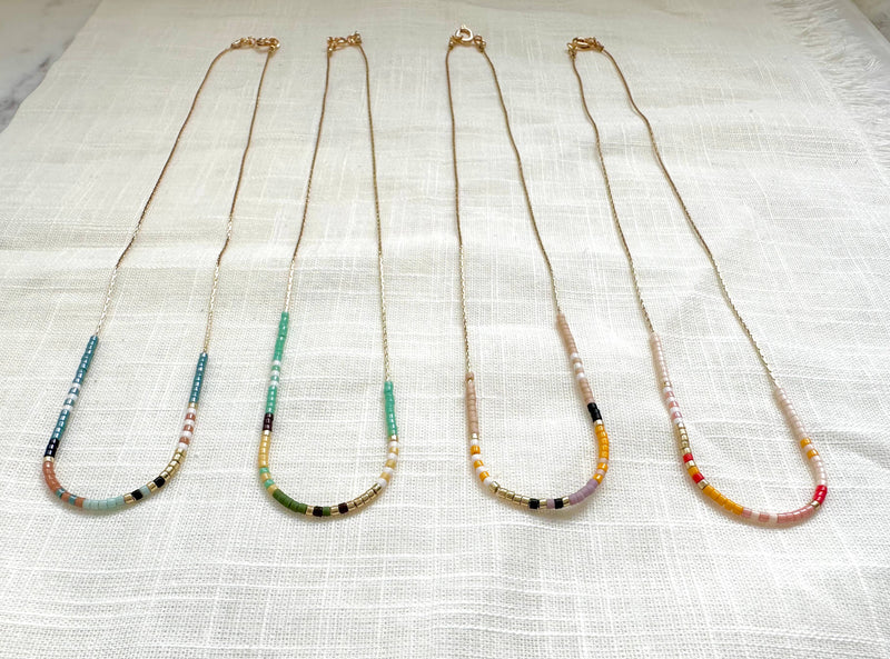 Thin Beaded Necklace - Color Mix Collection