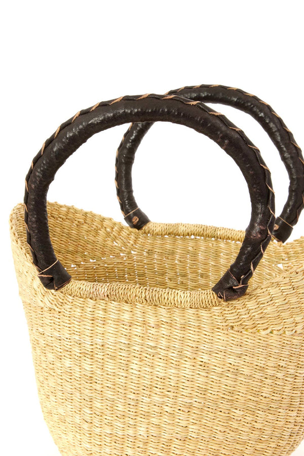 Petite Wing Shopper from Ghana with Black Leather Handles