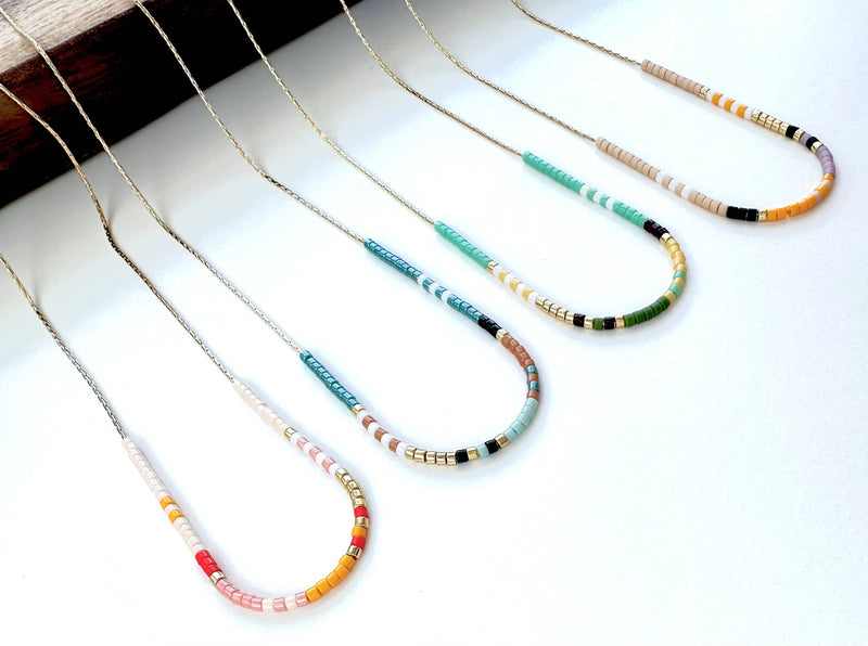 Thin Beaded Necklace - Color Mix Collection