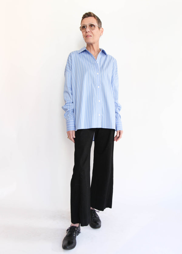 Oversized Shirt with Elastic Detail - Blue