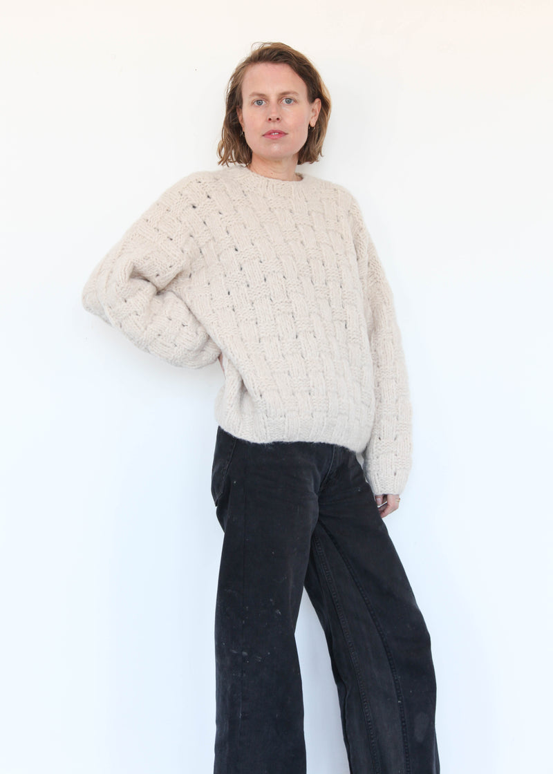 Handknit Interlace Pullover - Alabaster OS