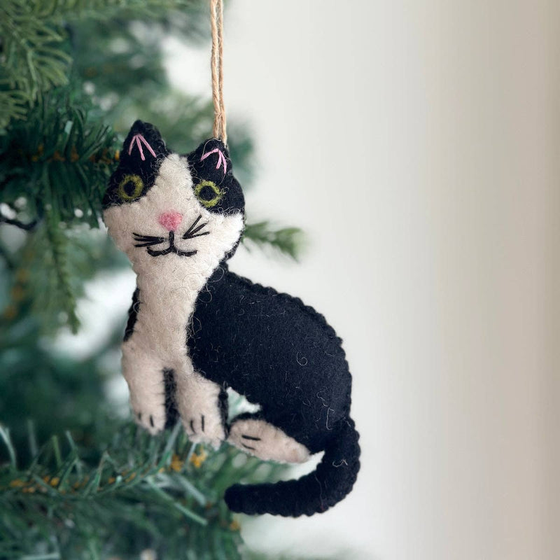 Felt Stitched Calico Cat Ornament