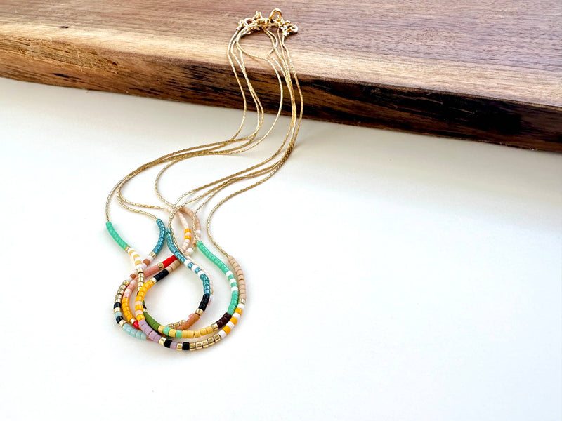 Thin Beaded Necklace - Color Mix Collection