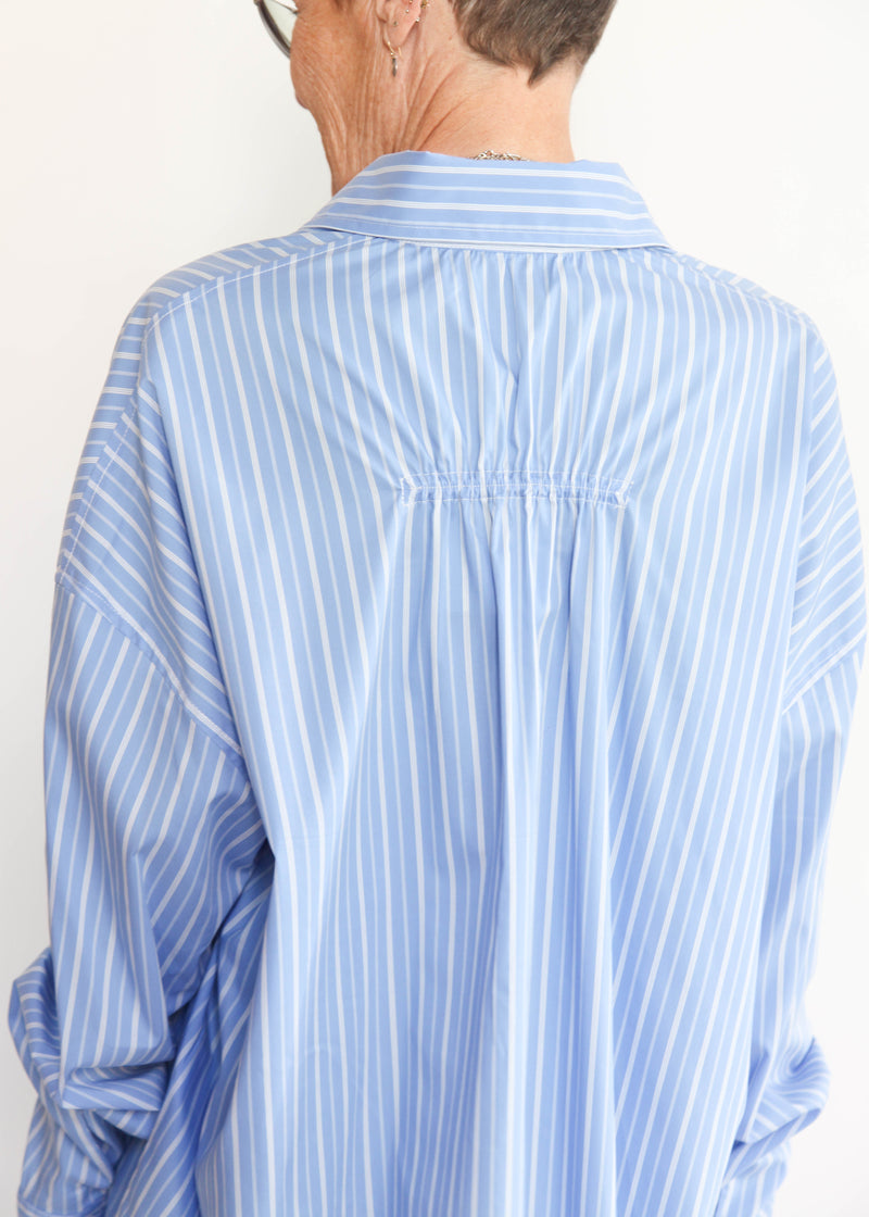 Oversized Shirt with Elastic Detail - Blue
