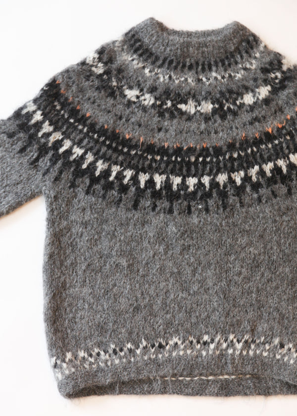 Hand Knit Pullover Alpaca - Gray