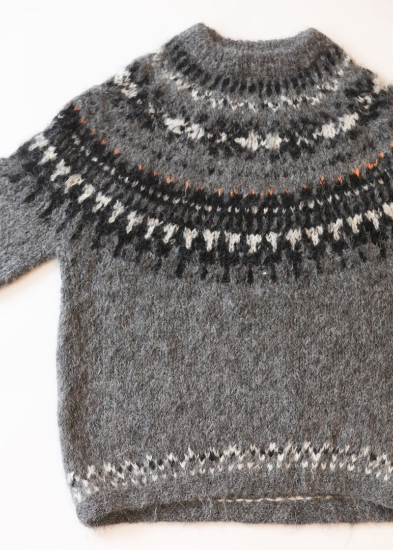 Hand Knit Pullover Alpaca - Gray