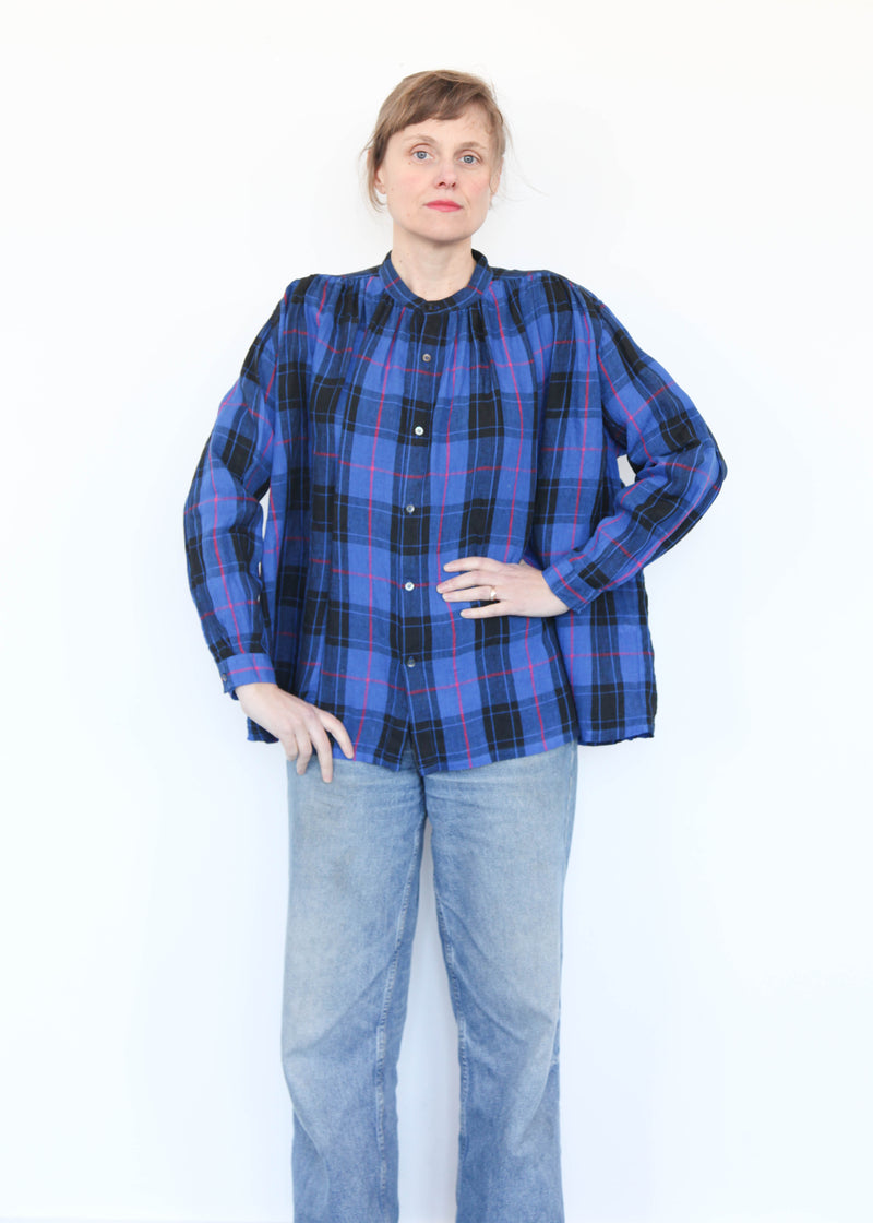 Linen Tartan Shirt - Blue